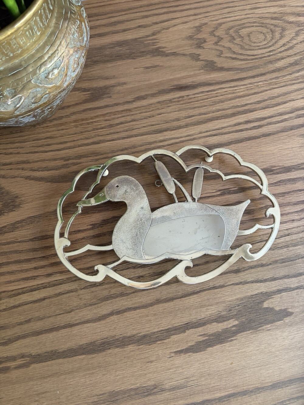 Vintage Silver Plated Duck Trivet Footed Silver Trivet